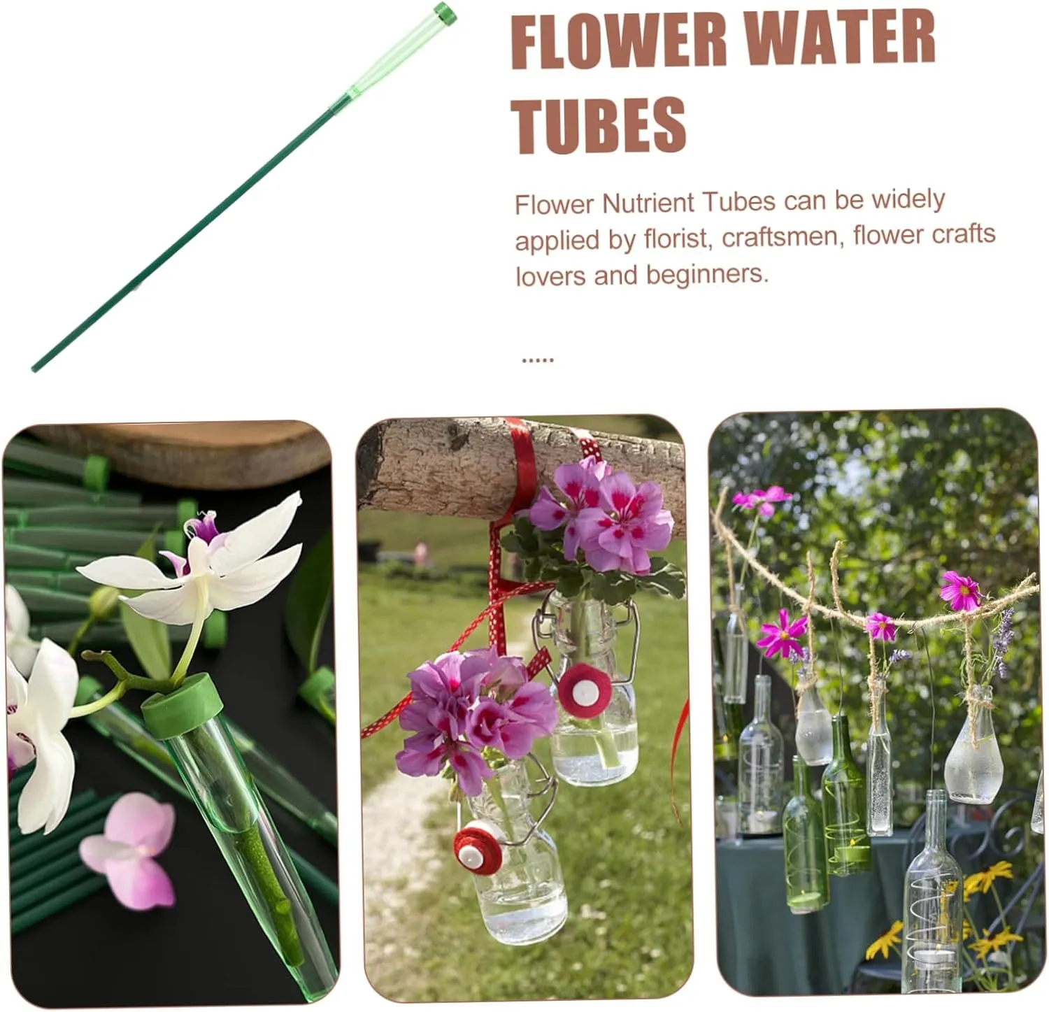 Milisten 15 Sets Flower Preservation Tubes Floral Stem Water Tubes Easy Flower Waterer for Fresh Bouquets