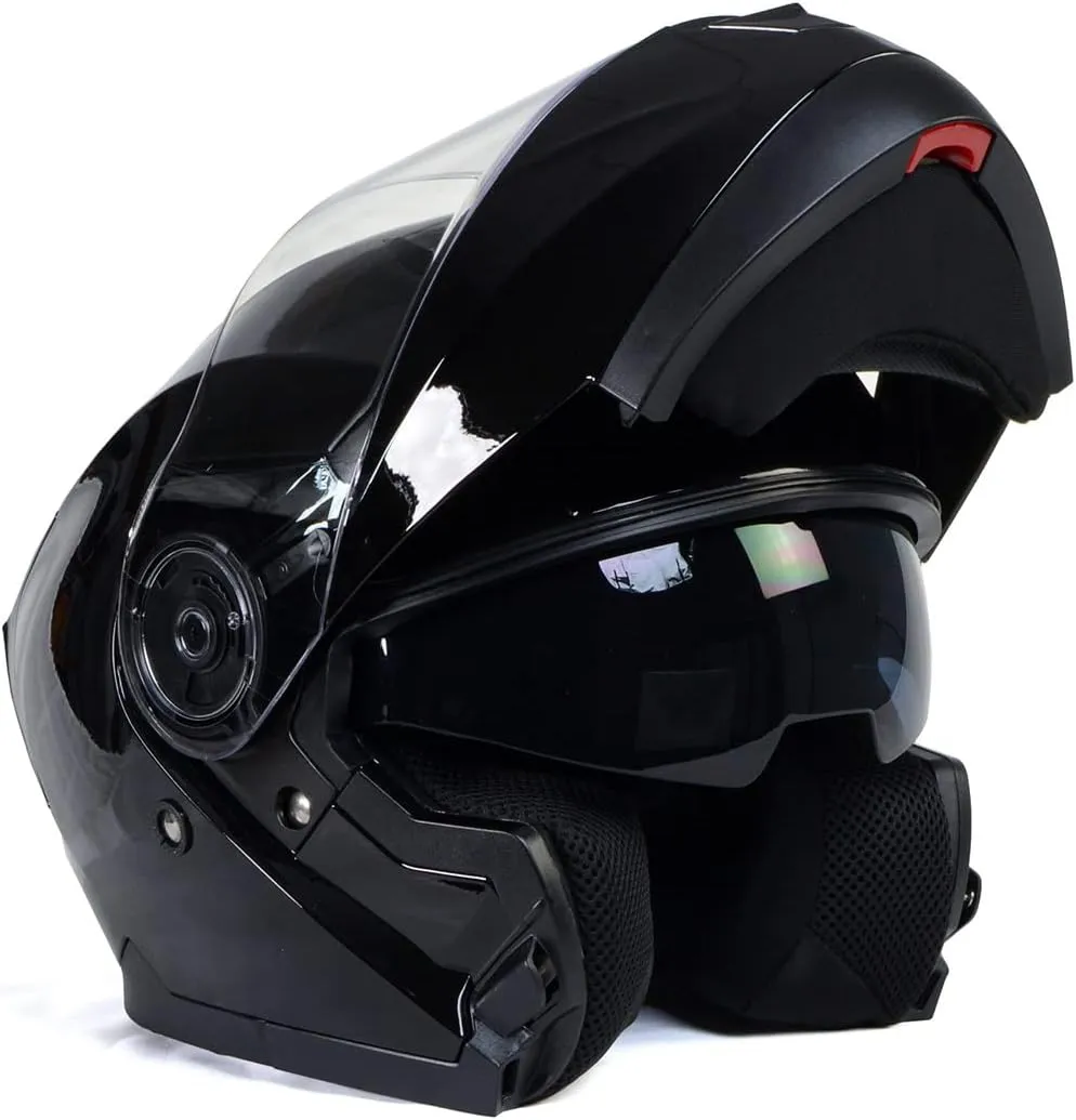 Milwaukee Helmets MPH9815DOT Breeze Gloss Black Advanced Motorcycle Modular Helmet Biker w/Drop Down Visor - XX-Large
