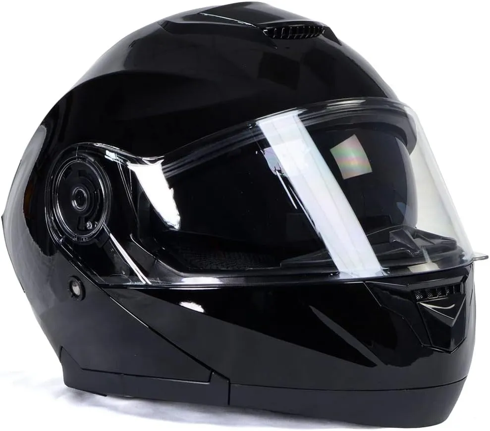 Milwaukee Helmets MPH9815DOT Breeze Gloss Black Advanced Motorcycle Modular Helmet Biker w/Drop Down Visor - XX-Large