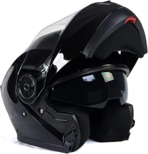 Milwaukee Helmets MPH9815DOT Breeze Gloss Black Advanced Motorcycle Modular Helmet Biker w/Drop Down Visor - XX-Large