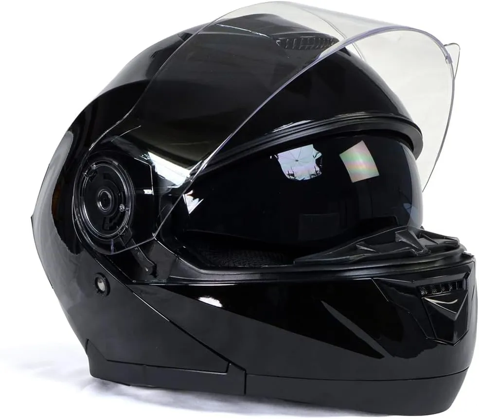 Milwaukee Helmets MPH9815DOT Breeze Gloss Black Advanced Motorcycle Modular Helmet Biker w/Drop Down Visor - XX-Large