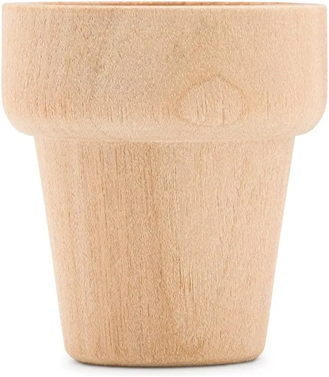Mini Craft Flower Pot 5/8-inch x 9/16-inch, Pack of 100 Unfinished Flower Pot for Diorama, Model & Dollhouse, by Woodpeckers