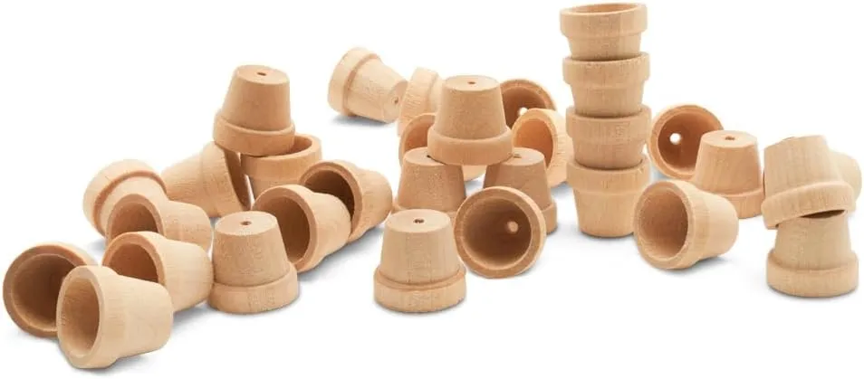 Mini Craft Flower Pot 5/8-inch x 9/16-inch, Pack of 100 Unfinished Flower Pot for Diorama, Model & Dollhouse, by Woodpeckers