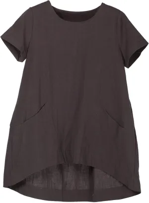 Minibee Women's Cotton Linen Short Sleeve Tunic/Top Tees