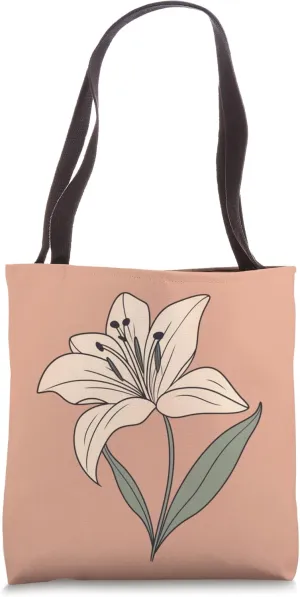 Minimalist Boho Lily Flower Pastel Light Coral Tote Bag