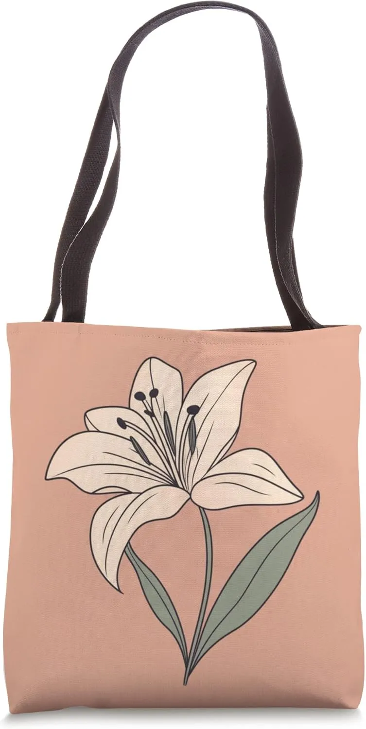 Minimalist Boho Lily Flower Pastel Light Coral Tote Bag