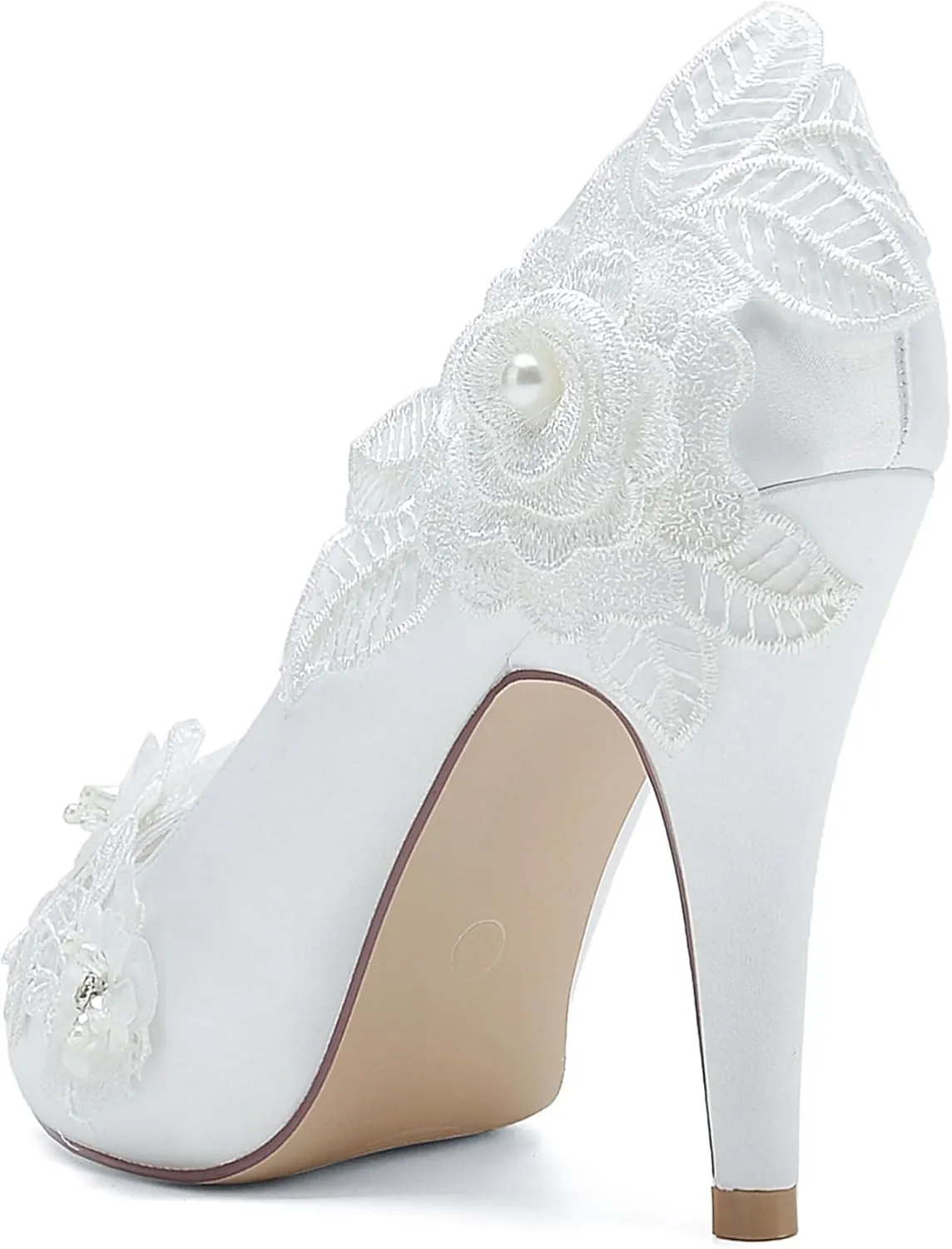 Minishion Wedding Shoes for Bride High Heels Platform Womens Evening Prom Sandals with Flower BR116