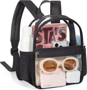 Missnine Clear Mini Backpack Stadium Approved, Thick PVC Mini Clear Bag for Sport Events, Concert, Festival