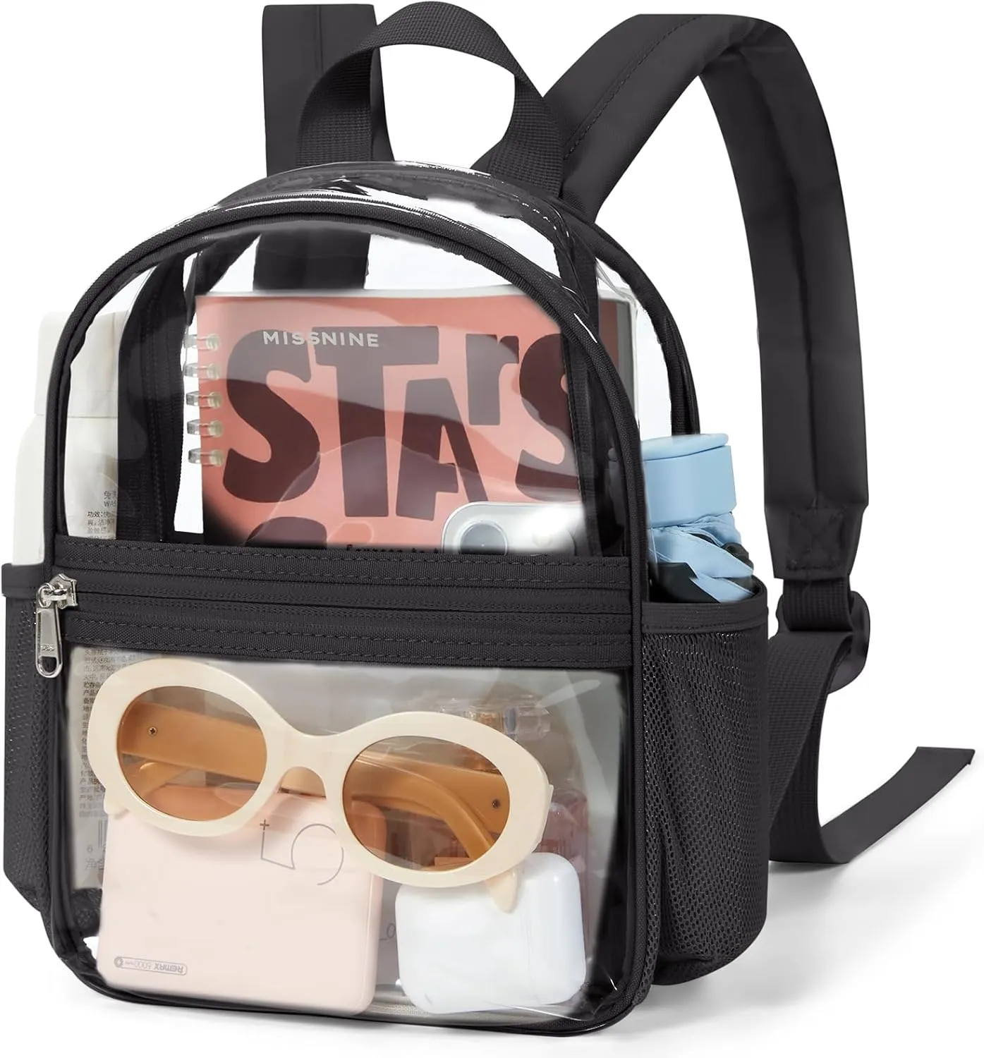 Missnine Clear Mini Backpack Stadium Approved, Thick PVC Mini Clear Bag for Sport Events, Concert, Festival