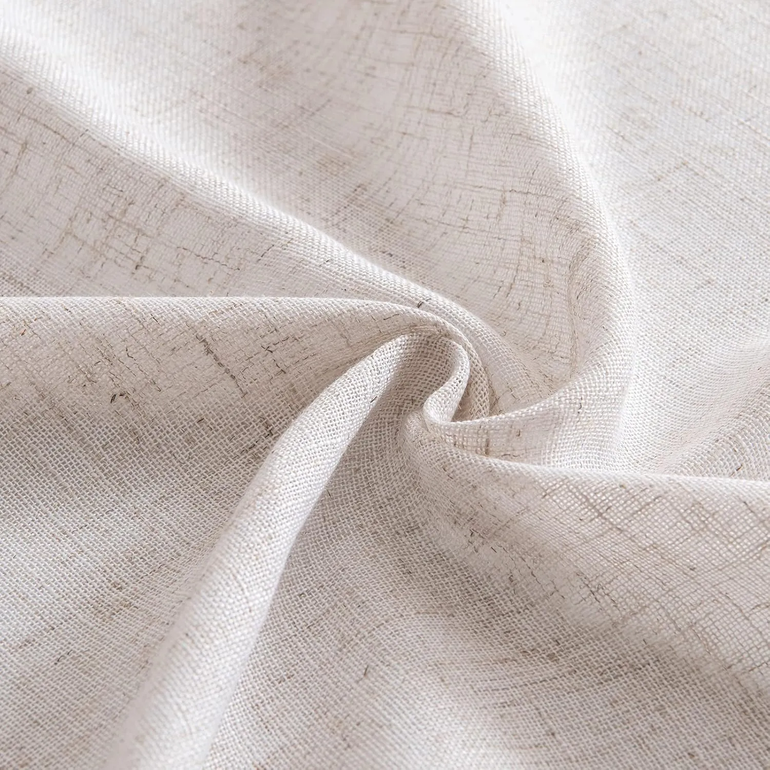 MIULEE Natural White Linen Curtains 96 Inch Long 2 Panels for Bedroom Living Room, Soft Thick Linen Textured Window Drapes Semi Sheer Light Filtering Rod Pocket Back Tab Neutral Farmhouse Cream Ivory