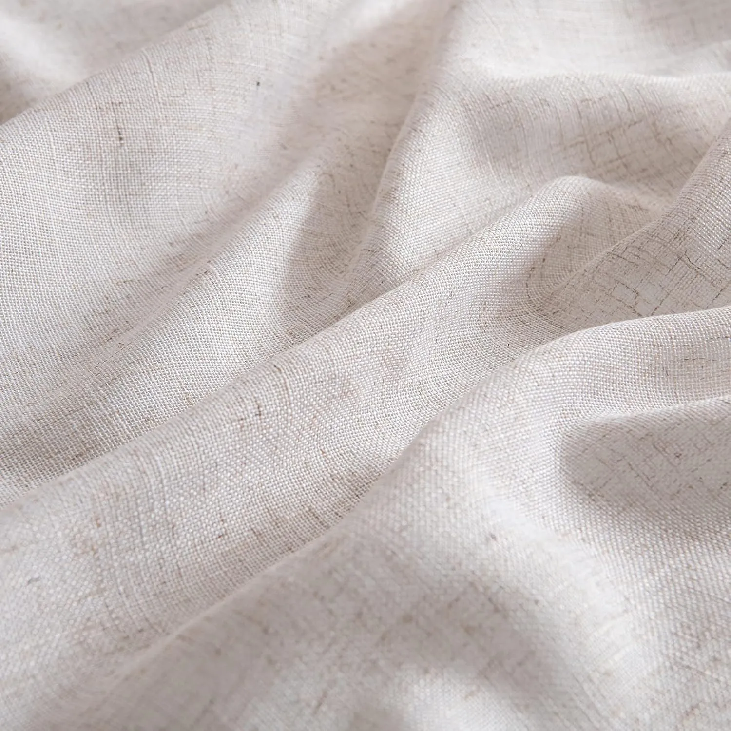 MIULEE Natural White Linen Curtains 96 Inch Long 2 Panels for Bedroom Living Room, Soft Thick Linen Textured Window Drapes Semi Sheer Light Filtering Rod Pocket Back Tab Neutral Farmhouse Cream Ivory
