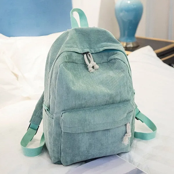 Miyahouse Preppy Style Soft Fabric Backpack Female Corduroy Design School Backpack