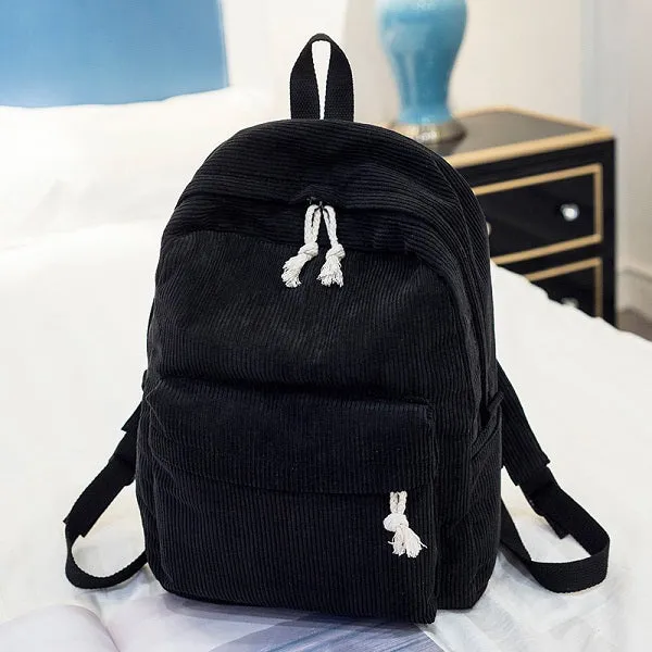 Miyahouse Preppy Style Soft Fabric Backpack Female Corduroy Design School Backpack
