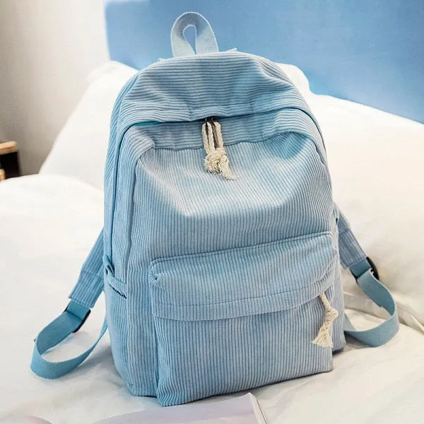 Miyahouse Preppy Style Soft Fabric Backpack Female Corduroy Design School Backpack