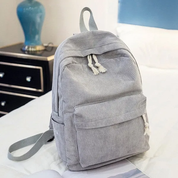 Miyahouse Preppy Style Soft Fabric Backpack Female Corduroy Design School Backpack