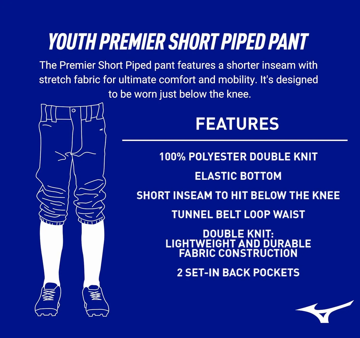 Mizuno Youth Premier Piped Short Baseball Pant