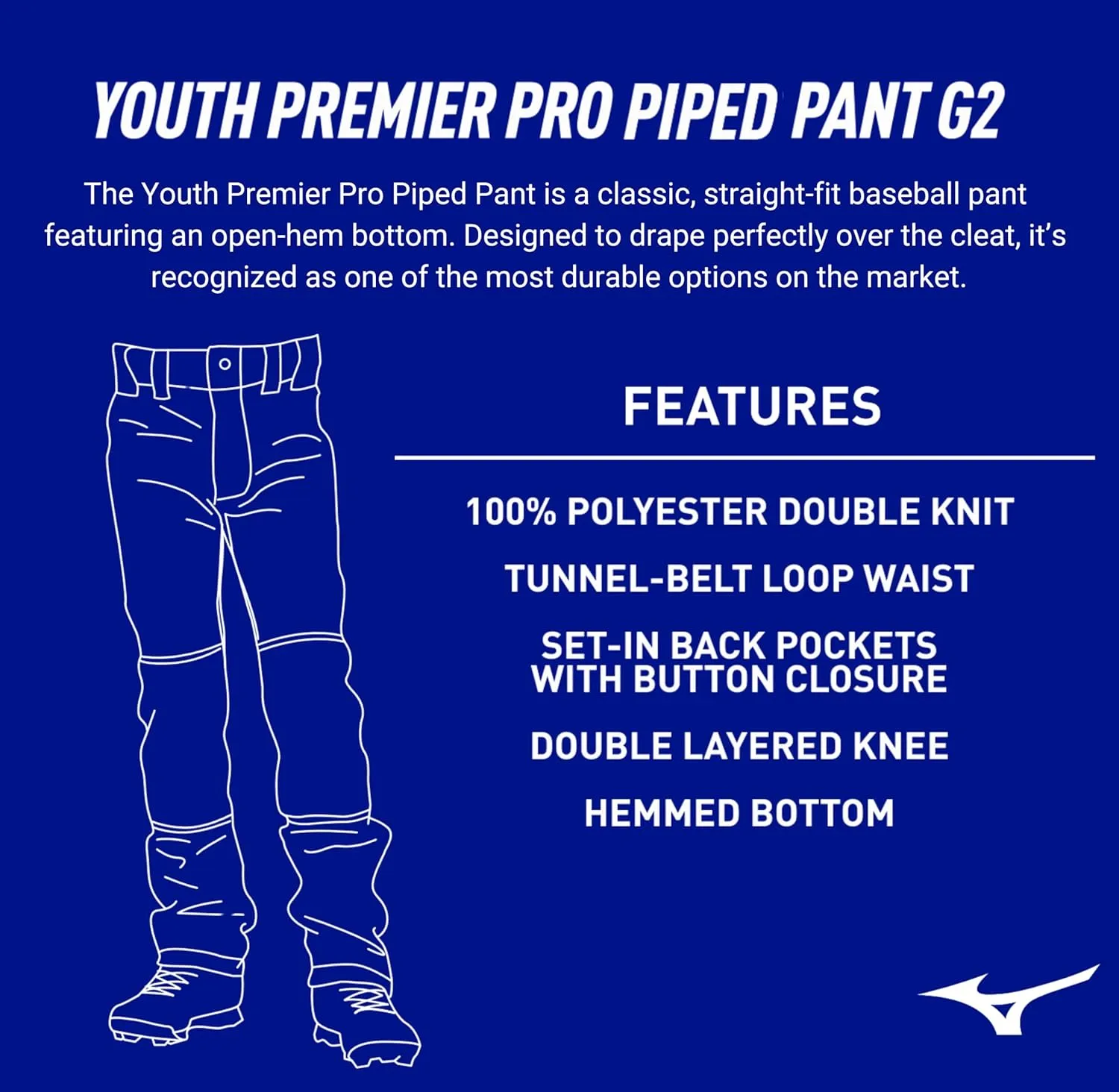 Mizuno Youth Premier Pro Piped G2 Baseball Pant