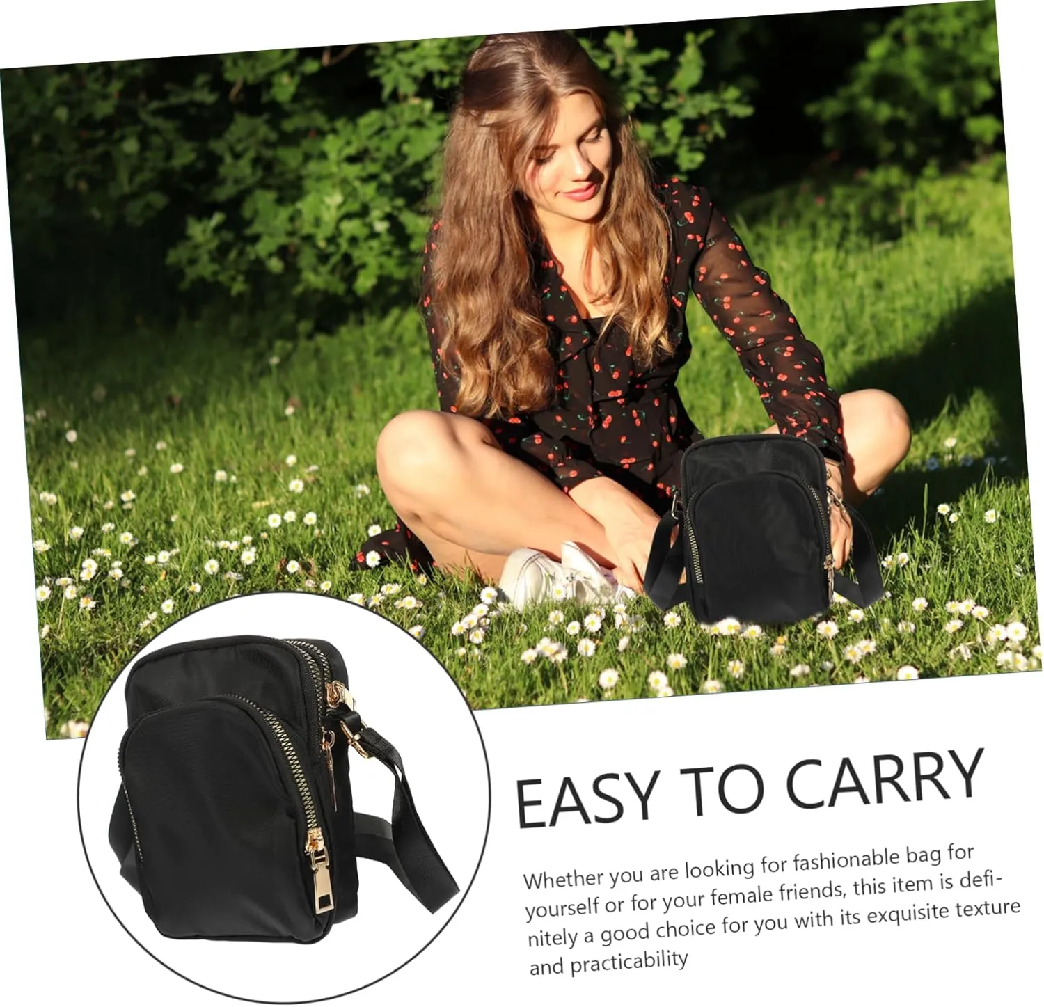 Mobile Phone Bag Women's Nylon Crossbody Shoulder Bag Purple Leisure Bag Pocketbooks for Women Crossbody