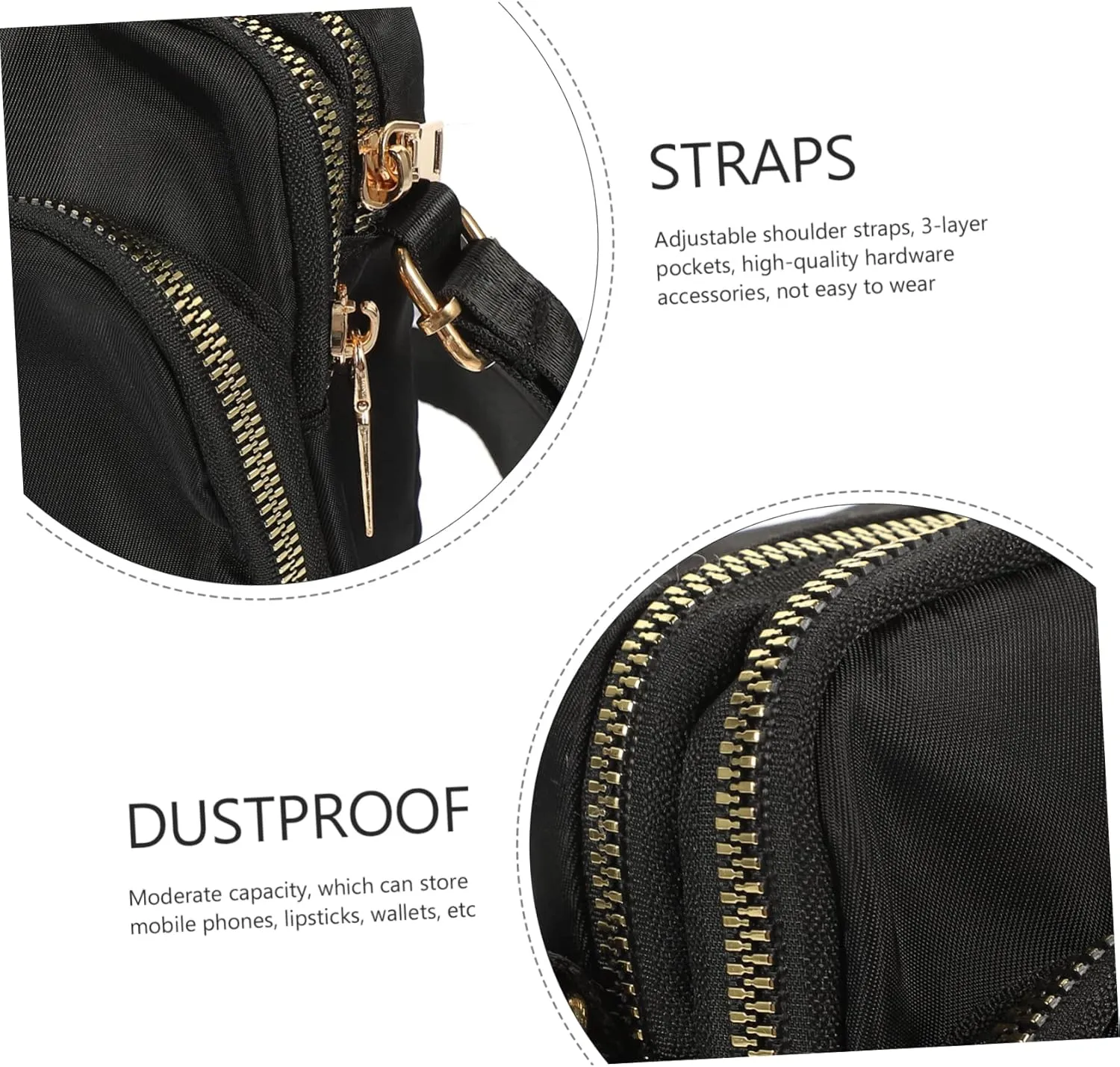 Mobile Phone Bag Women's Nylon Crossbody Shoulder Bag Purple Leisure Bag Pocketbooks for Women Crossbody
