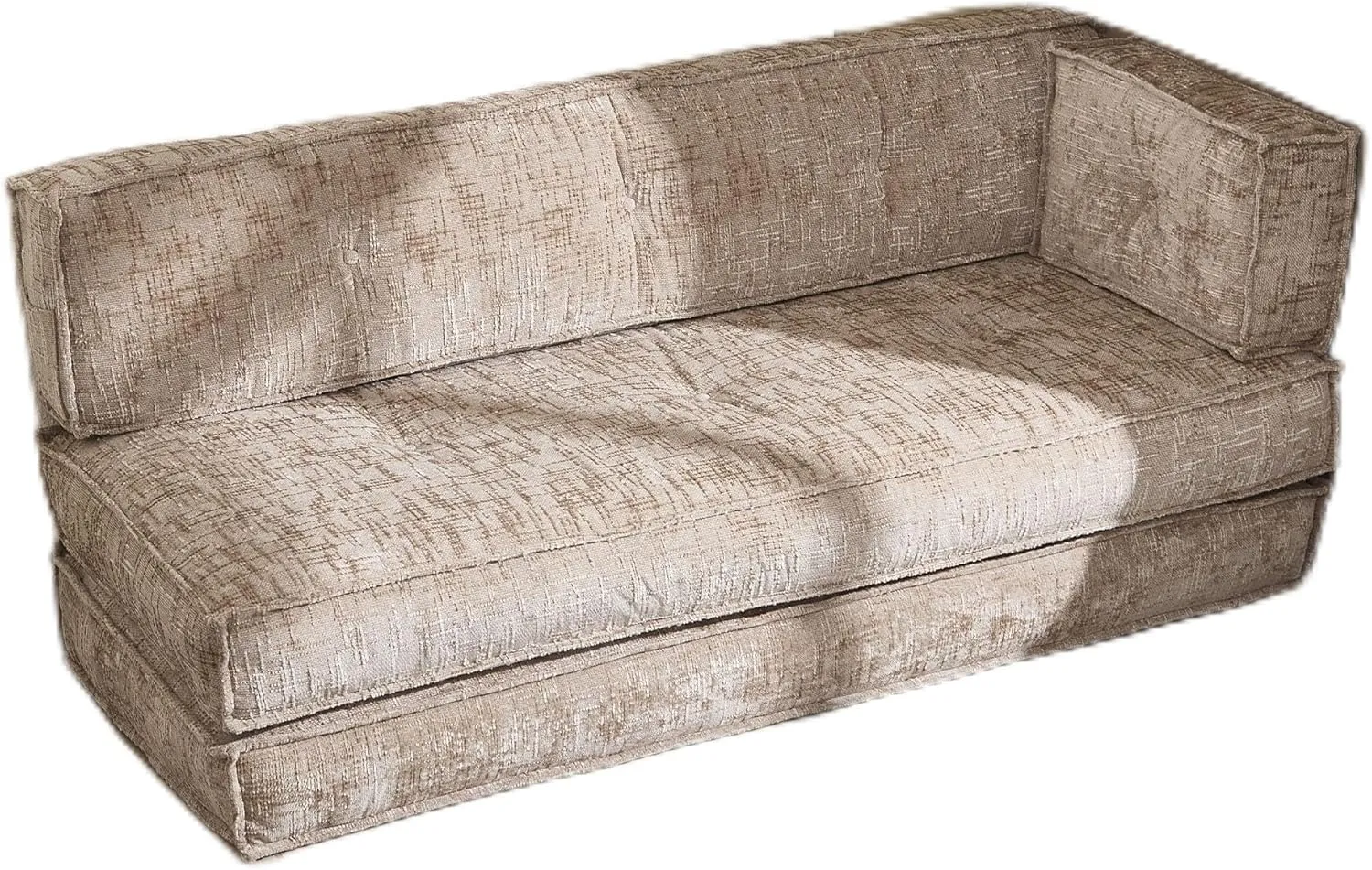 Modular Chenille Sofa with Flexible Combination and Space-Saving Design, Built-in Side Pocket, Classic Khaki