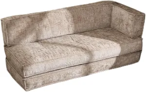 Modular Chenille Sofa with Flexible Combination and Space-Saving Design, Built-in Side Pocket, Classic Khaki