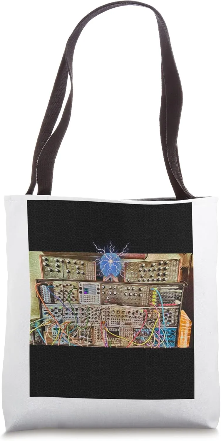 Modular Synth abstract on Black background Tote Bag