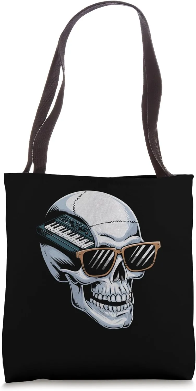 Modular Synth Inside Skull Illustration Tote Bag