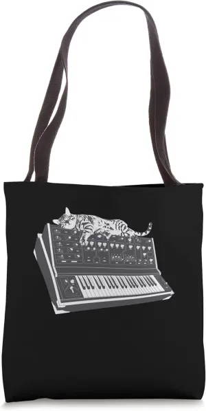 Modular Synthesizer Cat Keyboard Synth Tote Bag