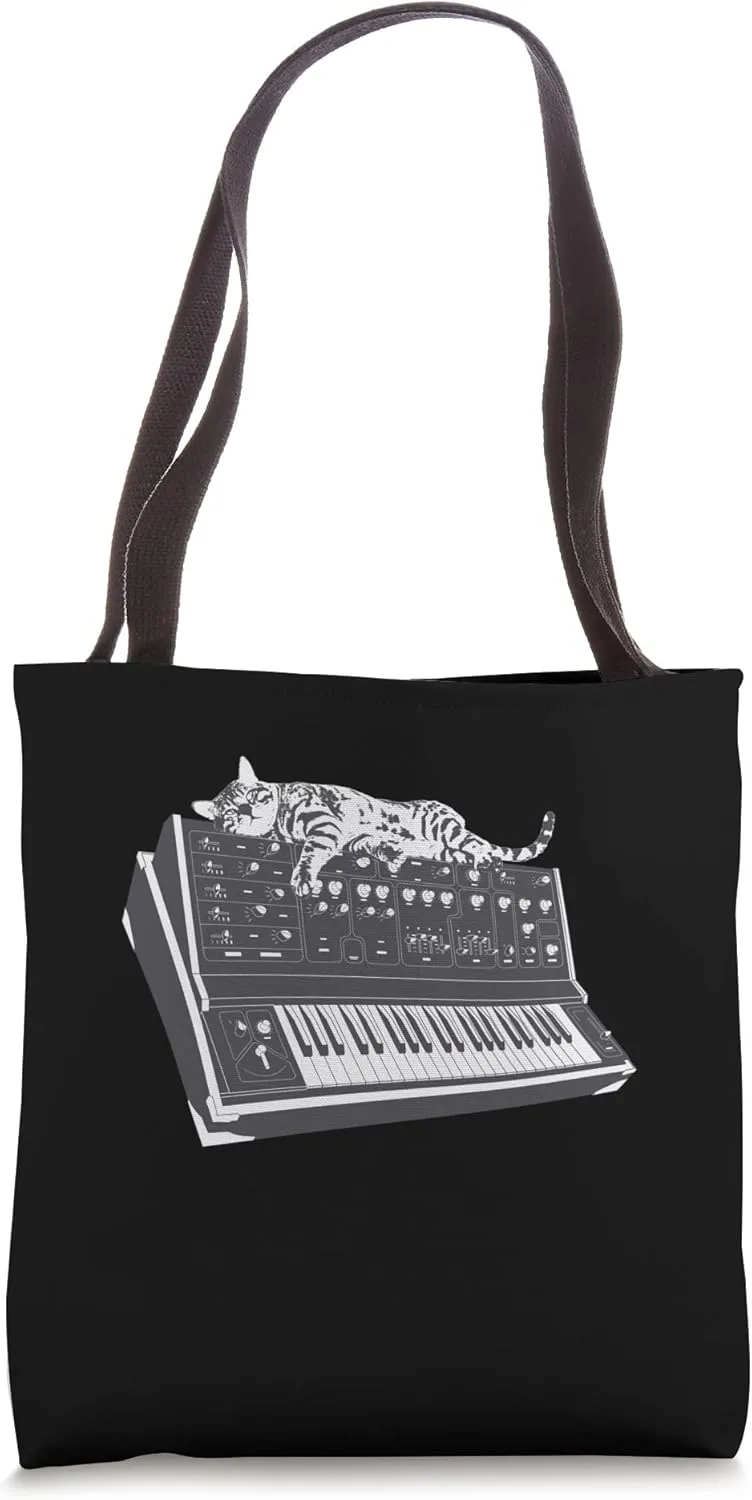 Modular Synthesizer Cat Keyboard Synth Tote Bag