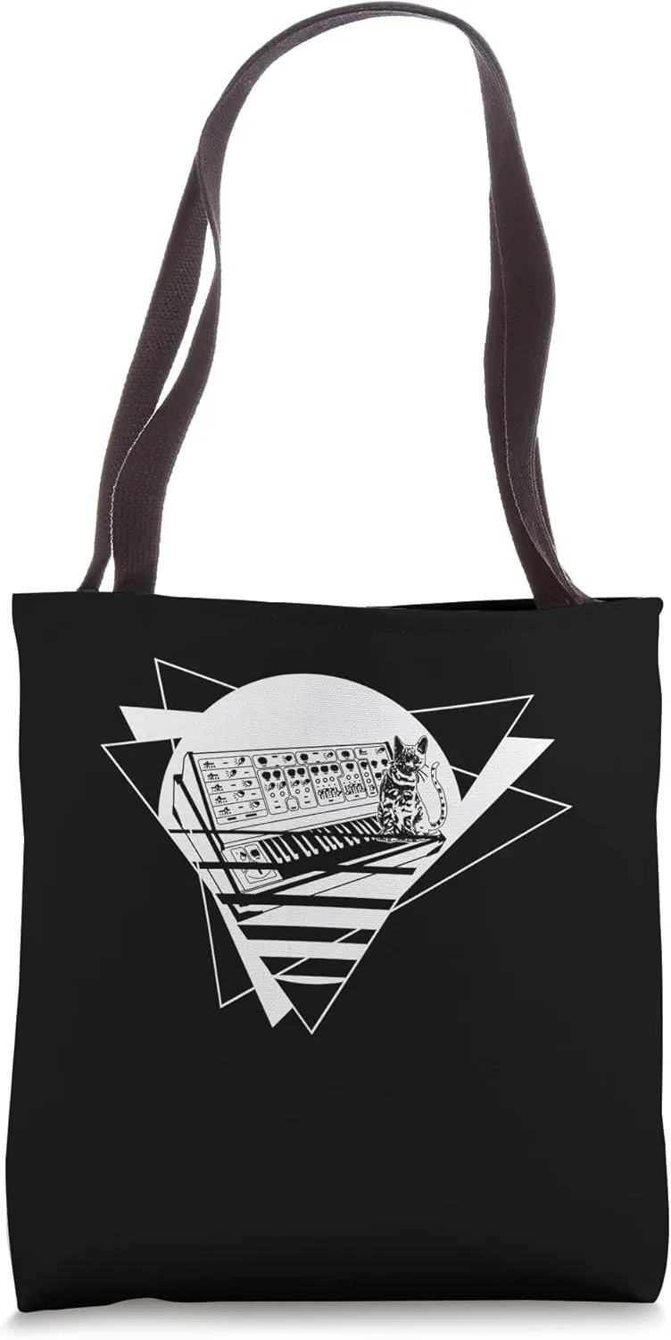 Modular Synthesizer Keyboard Music Cat Tote Bag