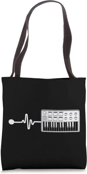Modular Synthesizer Techno Keyboard Heartbeat Tote Bag