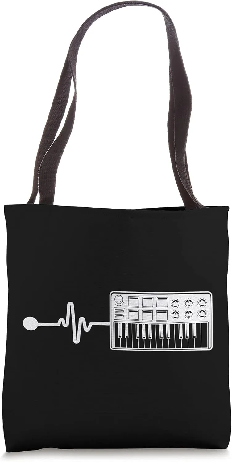 Modular Synthesizer Techno Keyboard Heartbeat Tote Bag