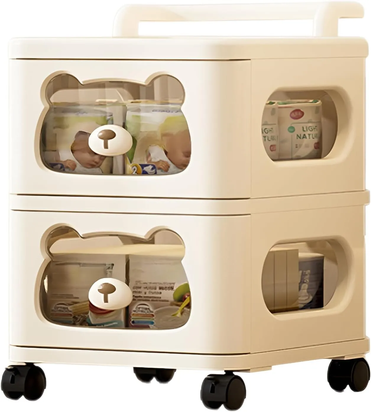 [Mokcoliy]Large Capacity Plastic Storage Box with Drawers | Easy Assembly Caster Wheels | Closet Organizer for Clothes, Toys, Kids Room