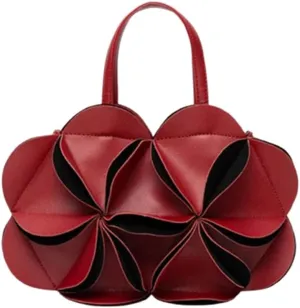 Monique Flower Handbag, Soft, Luxurious & Stylish, Nature-Inspired 3D Floral Design, Spacious Interior & Quality Craftsmanship | Perfect for Parties or Special Events| Red Colored