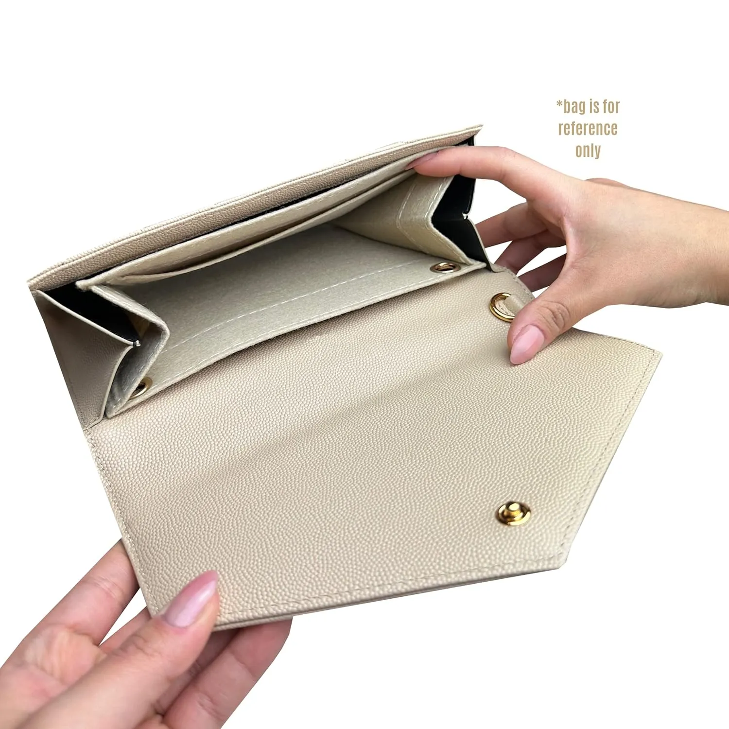 Monogram Clutch Conversion Kit with Gold Chain Wristlet Insert Wallet on Chain Cassandre Clutch Insert (Black, Chain 7 - Gold)