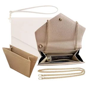 Monogram Clutch Conversion Kit with Gold Chain Wristlet Insert Wallet on Chain Cassandre Clutch Insert (Black, Chain 7 - Gold)