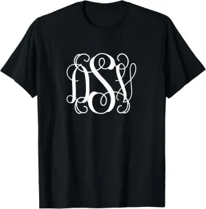 Monogram Initials DVS Script Monogram Letters DVS T-Shirt