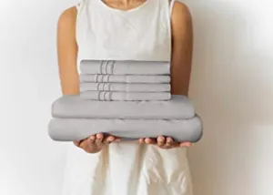 Monogram Luxury Sheet Sets with Embroidered Monogram (King, Grey)