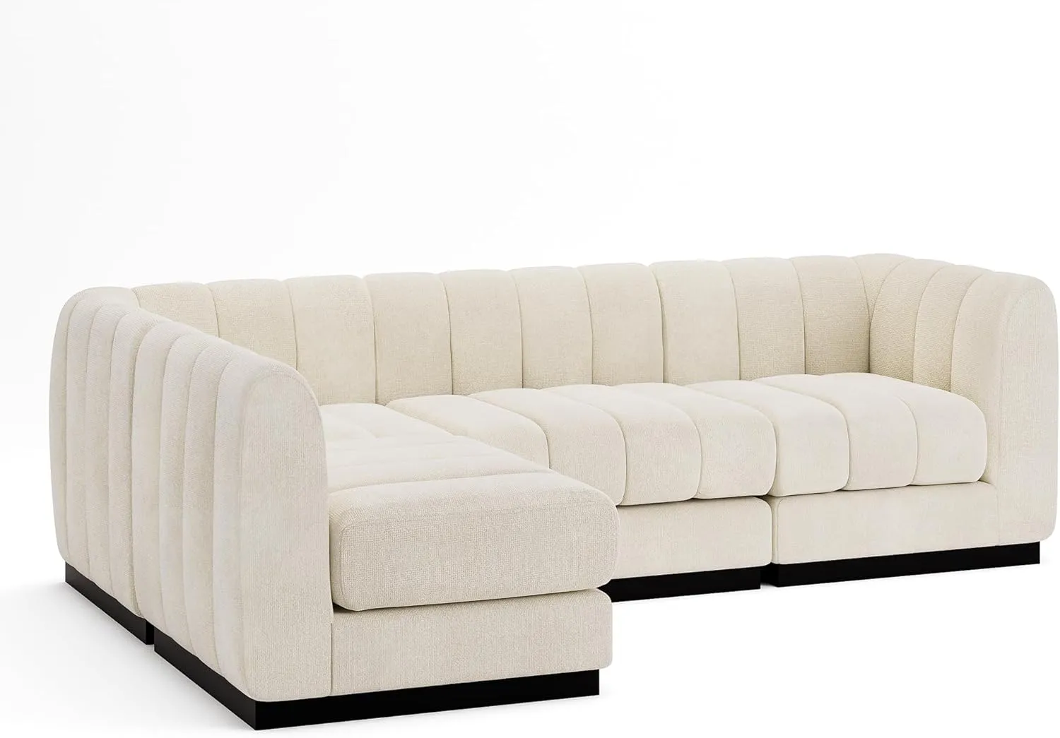 Morden Fort 128'' Oversized Sofa Couch Extra Deep 4 Seater Couch Modular Convertible Sectional Sofa Set Comfy Modern Sofas Couches for Living Room Apartment Bedroom Chenille Beige