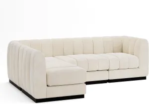 Morden Fort 128'' Oversized Sofa Couch Extra Deep 4 Seater Couch Modular Convertible Sectional Sofa Set Comfy Modern Sofas Couches for Living Room Apartment Bedroom Chenille Beige
