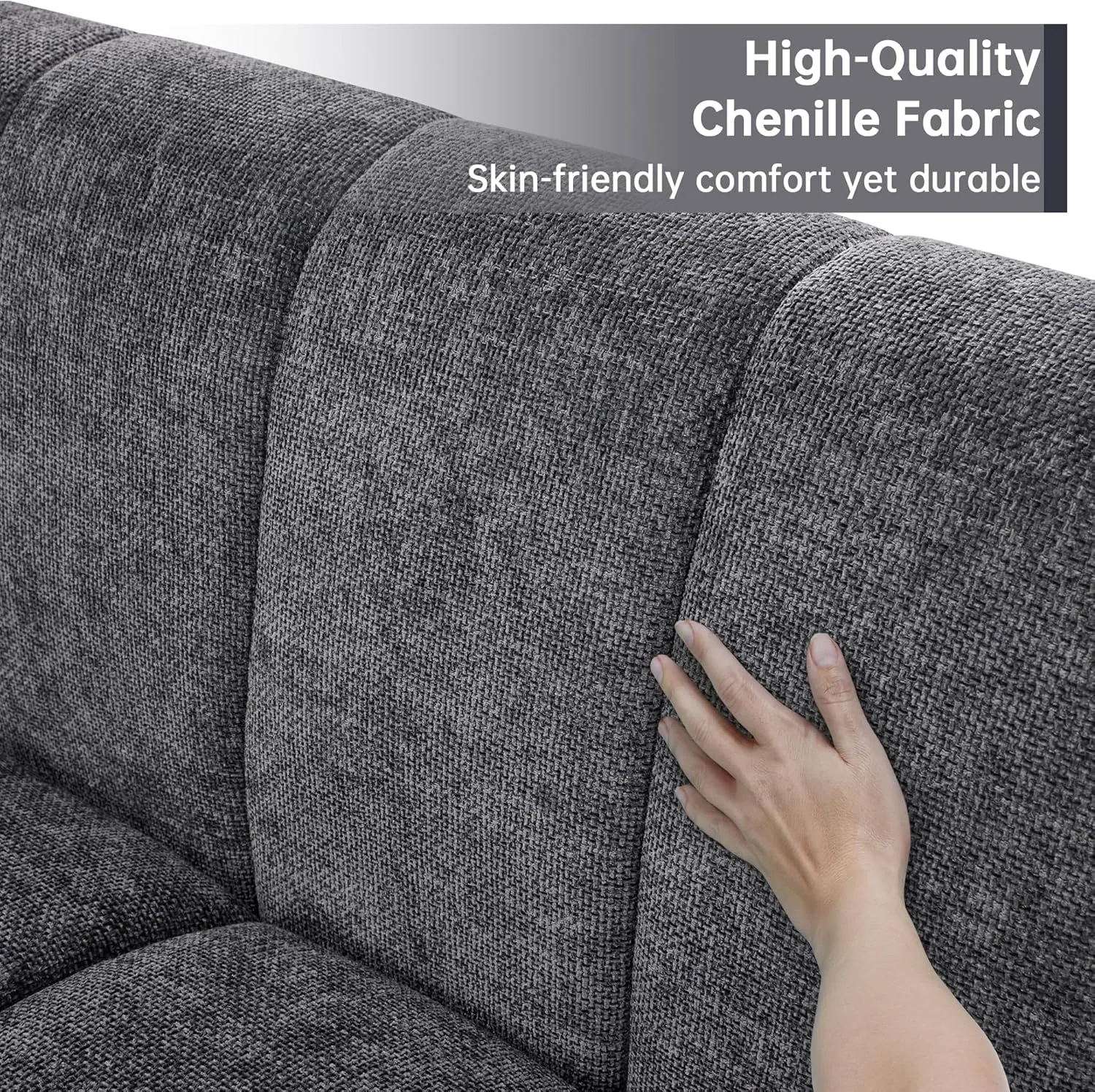 Morden Fort 128'' Oversized Sofa Couch Extra Deep 4 Seater Couch Modular Convertible Sectional Sofa Set Comfy Modern Sofas Couches for Living Room Apartment Bedroom Chenille Grey