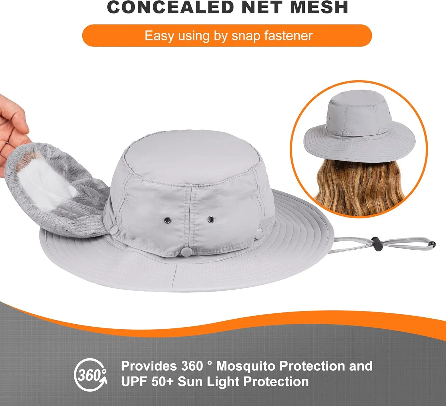 Mosquito Net Hat - Safari Sun Visor Hat with Removable Bug Net for Outdoor Men and Women