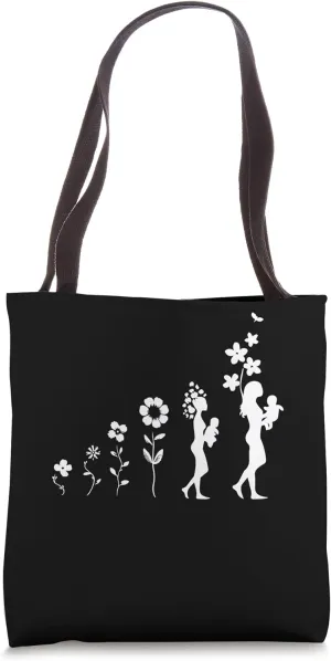 Mother's Day Flower Evolution for Moms Funny Darwinism Tote Bag
