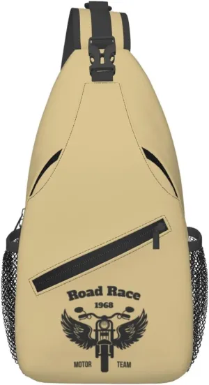Motorcycle Road Race With Wings Crossbody Bags For Women Men Chest Backpack Gym Shoulder Bag Travel Outdoor Sports Casual Crossbody Bags
