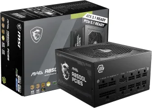 MSI MAG A850GL PCIE 5.1 & ATX 3.1 Gaming Power Supply - Full Modular - 80 Plus Gold Certified 850W - Compact Size - ATX PSU - 10 Year Warranty