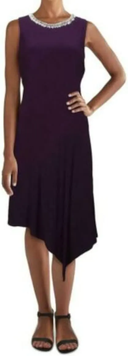 MSK Womens Embellished Asymmetric Midi Dress