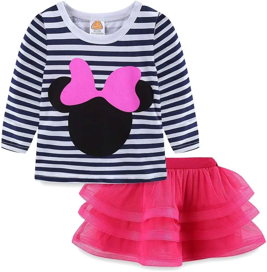 Mud Kingdom Toddler Girls' Cartoon Cute Set T-Shirt and Tutu Skirt Outfit