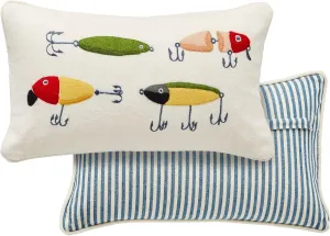 Mud Pie Fish Lures Felt Lake Pillow; 11" X 18"