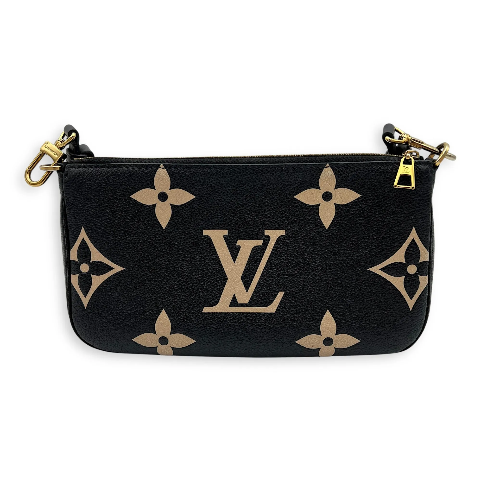 Multi-Pochette Accessoires Crossbody Bag Blue in Empreinte Leather, Gold hardware