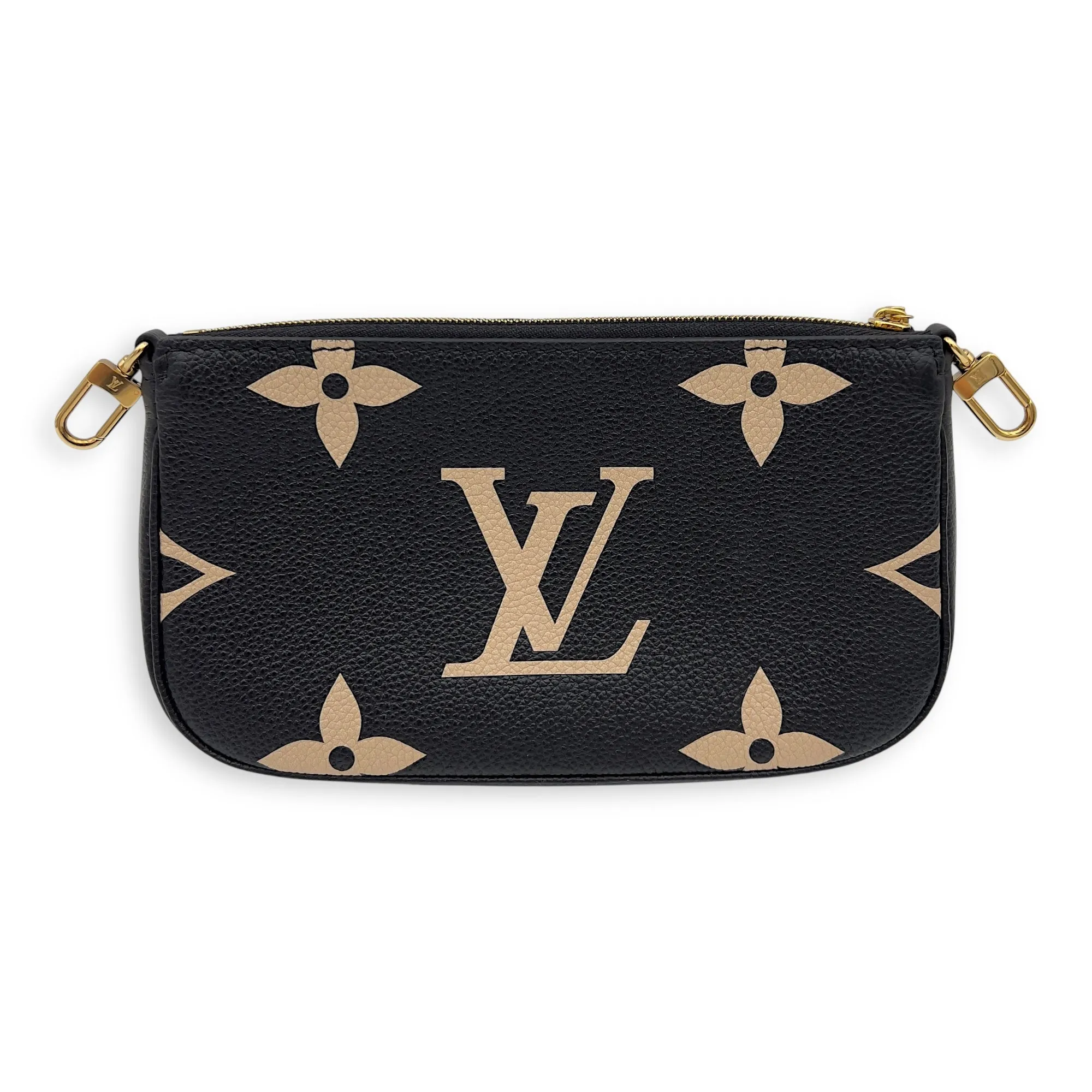 Multi-Pochette Accessoires Crossbody Bag Blue in Empreinte Leather, Gold hardware